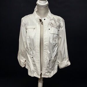 White jacket with embroidery by Lane Bryant. Sz 18